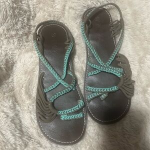 Chic Braided Sandals - Brown and Teal